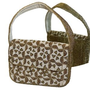 Elegant Studio 12 Gold and Cream Beaded Handbag
